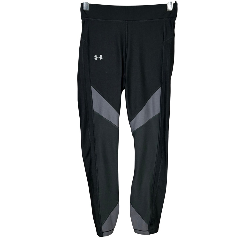 Under Armour Women's Black Gray Athletic Leggings Cropped Pants Size Medium